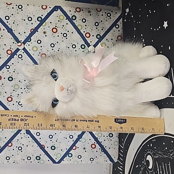 Plush stuffed white blue eyed siamese realistic cat 12 inches sitting - Picture 7 of 7